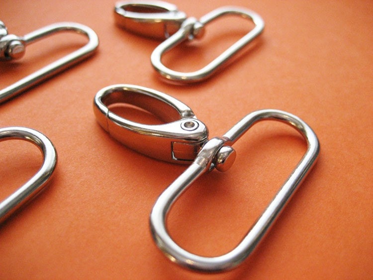 FREE SHIPPING--20 Silver/Nickel Swivel Clasps Hooks with 1 1/2 inch loop end
