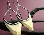 Sterling Silver Bronze Pixie Earrings Shields Mixed Metal Earrings Metalwork Jewelry