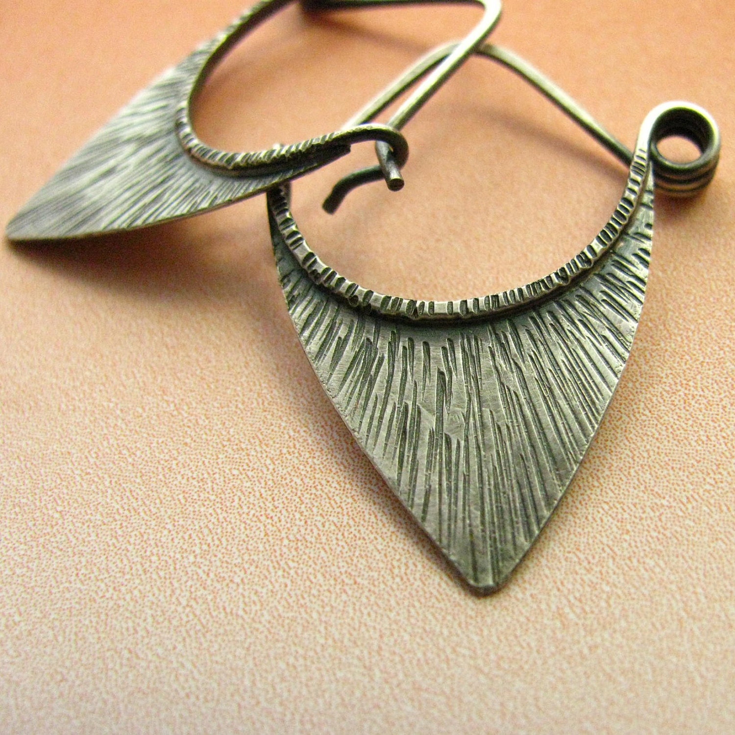 Small Silver Hoop Earrings - Petite Pixie Blade Hoops - Metalsmithed Rustic Tribal Jewelry