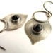 Black Spinel Earrings - Lotus Petal Sterling Silver Earrings - Metalsmith Black Gemstone Jewelry - Dangle