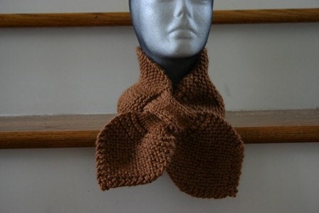 Knitted Lotus Leaf Scarf - Stays put - Amazing Look to Keep You Warm in Terrific Colors - Toffee