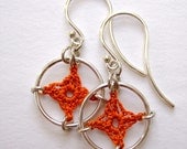 Spangles, burnt orange silk earrings