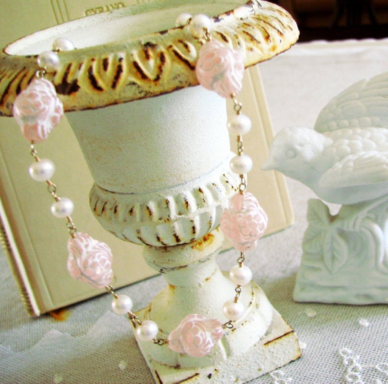 SALE . Socialite . Vintage Carved Beads, Freshwater Pearls, and Gold