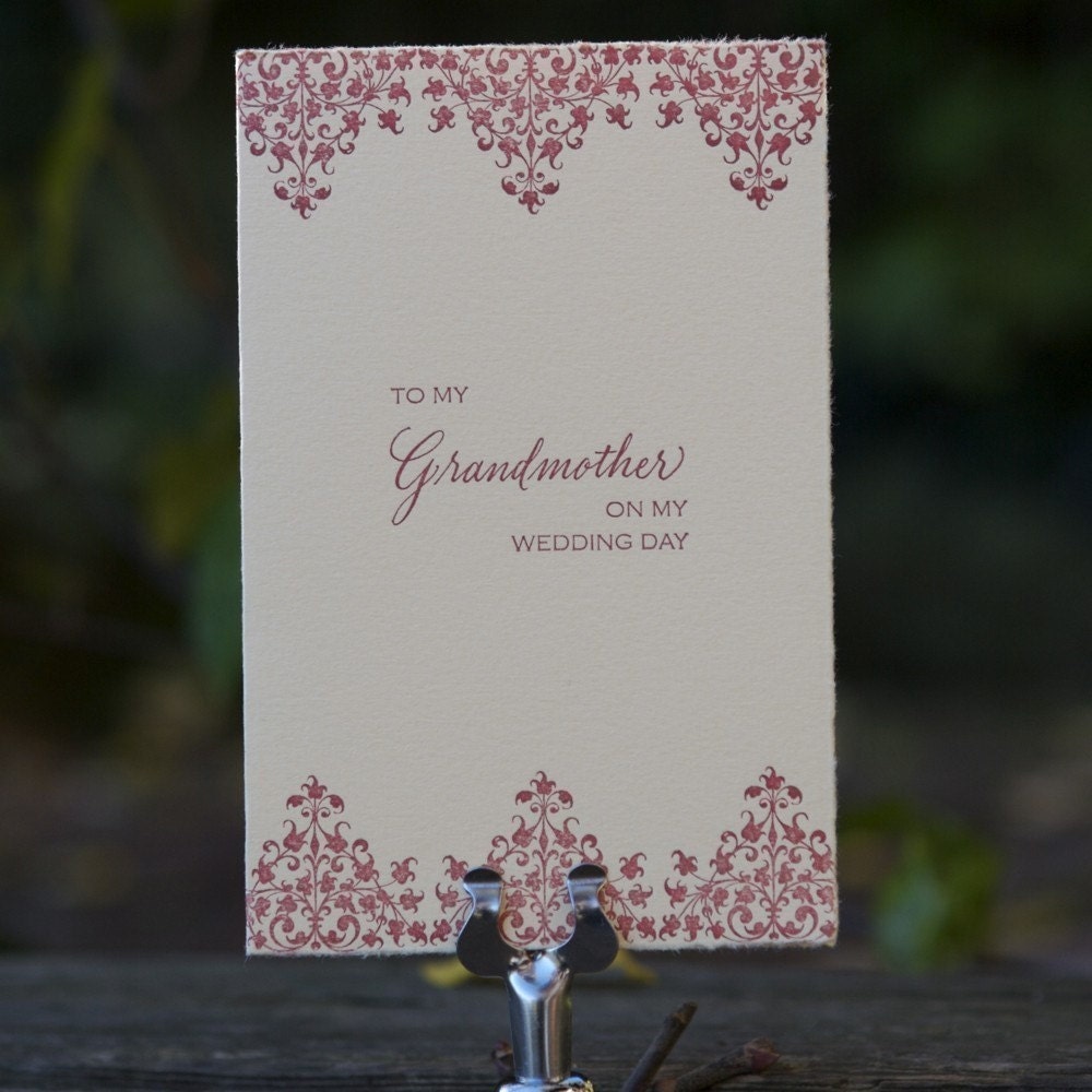To my Grandmother on my wedding day card