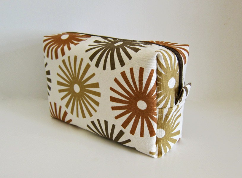 Large box Pouch inner zip pocket -- knitting project bag -- cosmetic case