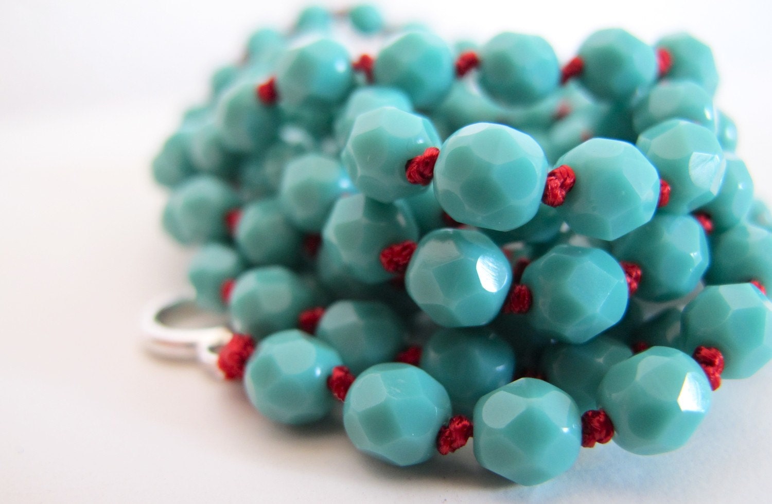 extra long  turquoise glass necklace -190 czech turquoise fire polish glasses Black Friday Etsy Cyber Monday Etsy