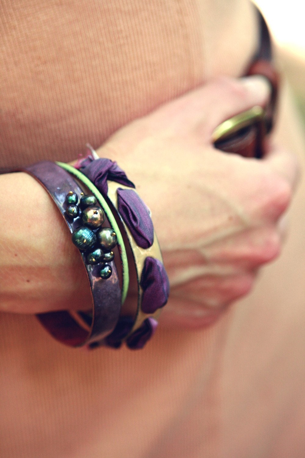 Damson Finery - Enameled Bangle Set - bullfinchbarbury