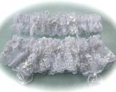 Heirloom Beaded Lace on Vintage Lace Bride  Garter Set