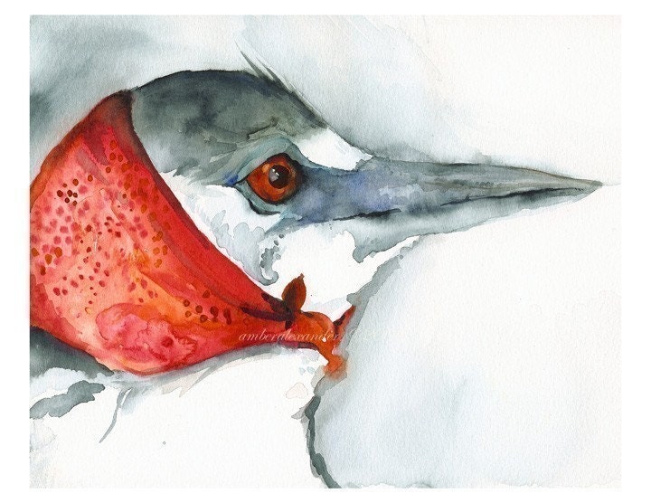 bird art - March Winds- Crane art