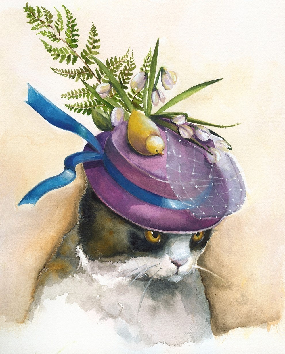 Easter Bonnet Blank Cards- Cat cards