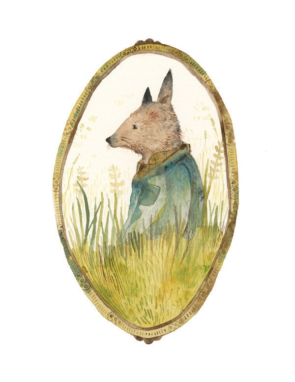 Lyle - Fox in the Field archival art print, fox art, woodland, forest