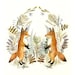 fox art, fox watercolor, Watercolor painting- reproduction- "Foxes and Ferns" print of watercolor painting