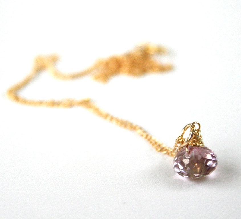Pink Mystic Quartz on 14k Gold Filled Chain