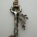 Oak Key Pendant -- Wire Wrapped Key Pendant with Green/Brown Inked Brass Triple Oak Leaves, Bronze Wire, Swarovski Crystal