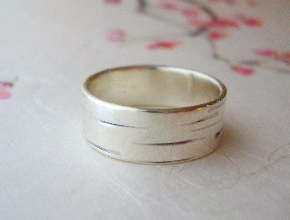 Birch ring in silver