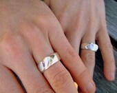 Womens silver wedding band snow drift design
