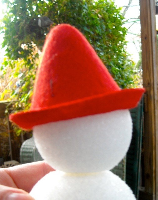 Red Elf Doll top hat felt 2 1/4 x3 inches steampunk doll hat  snowman doll making supplies
