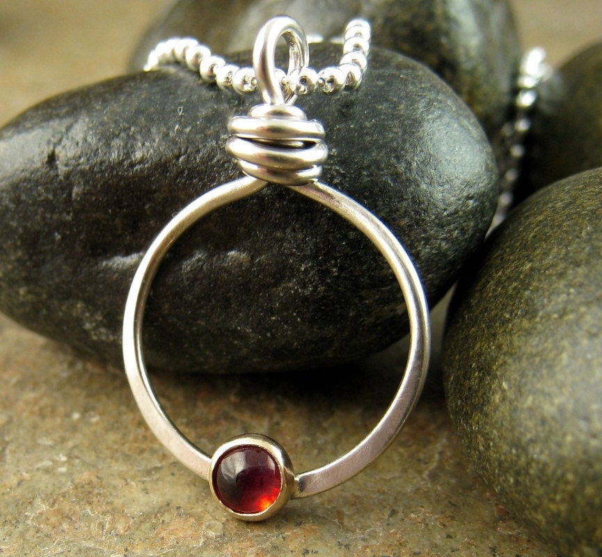 Red Garnet Necklace 14k Gold Sterling Silver Mixed Metal Necklace January Birthstone Modern Silver Gold Jewelry