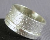 Spinner ring with your inscription -  Spring Flowers in all sterling silver