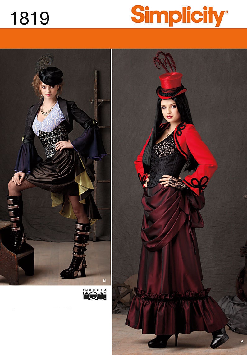 Diy Sewing Pattern-Simplicity 1819-Steampunk Bolero,Top, Corset and Bustle Skirt-Plus Size