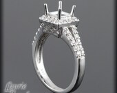 Split Shank Diamond Semi-Mount Ring for an Asscher, Square, Cushion, Radiant, or Princess Cut Gemstone - LS394