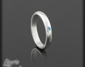 Bezel Set Blue Topaz Mothers Ring in Sterling Silver - December Birthstone - LS2126