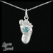 December Birthstone Necklace - Baby Foot with Blue Topaz in Sterling Silver - LS1283