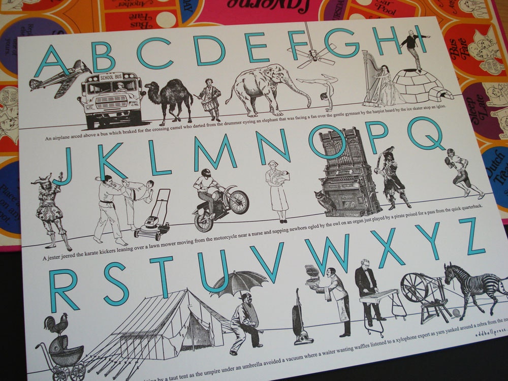 Oddball Alphabet - letterpress print