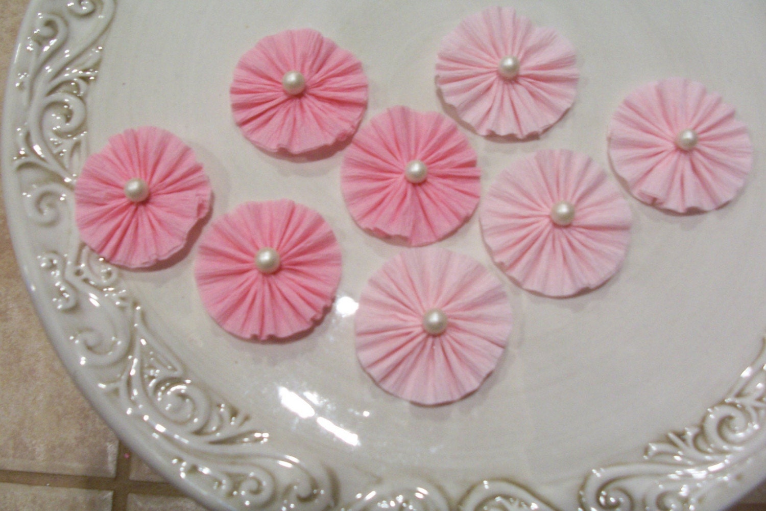 Crepe Paper Rosette Embellishments Set of Eight Birthday Decorations Il_170x135