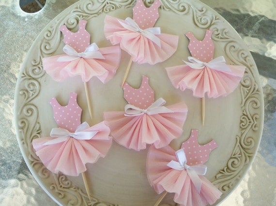 RESERVED FOR NANCYParty Dress Cupcake Toppers set of 12