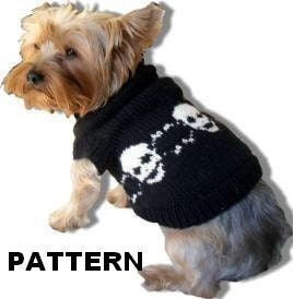SKULL DOGGERY Dog Sweater Knitting Pattern -- Halloween Punk