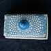 Blue Lace Crochet Doily Ceramic Pottery Covered Butter Dish with Lid