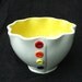 Fluted Yellow Whimsical Mad Hatter Tea Party Ceramic Pottery Button Bowl