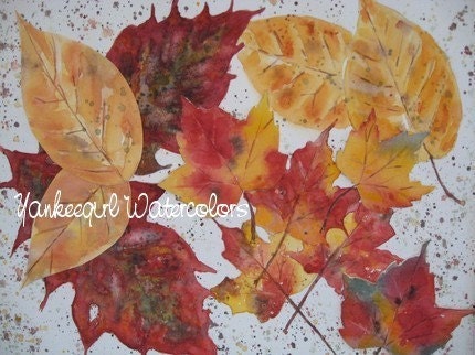 Scattered Leaves-Reproduction of Original Watercolor