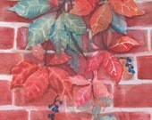 Virginia Creeper in Autumn-Original Watercolor