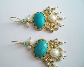 Turquoise AND pearl EARRING