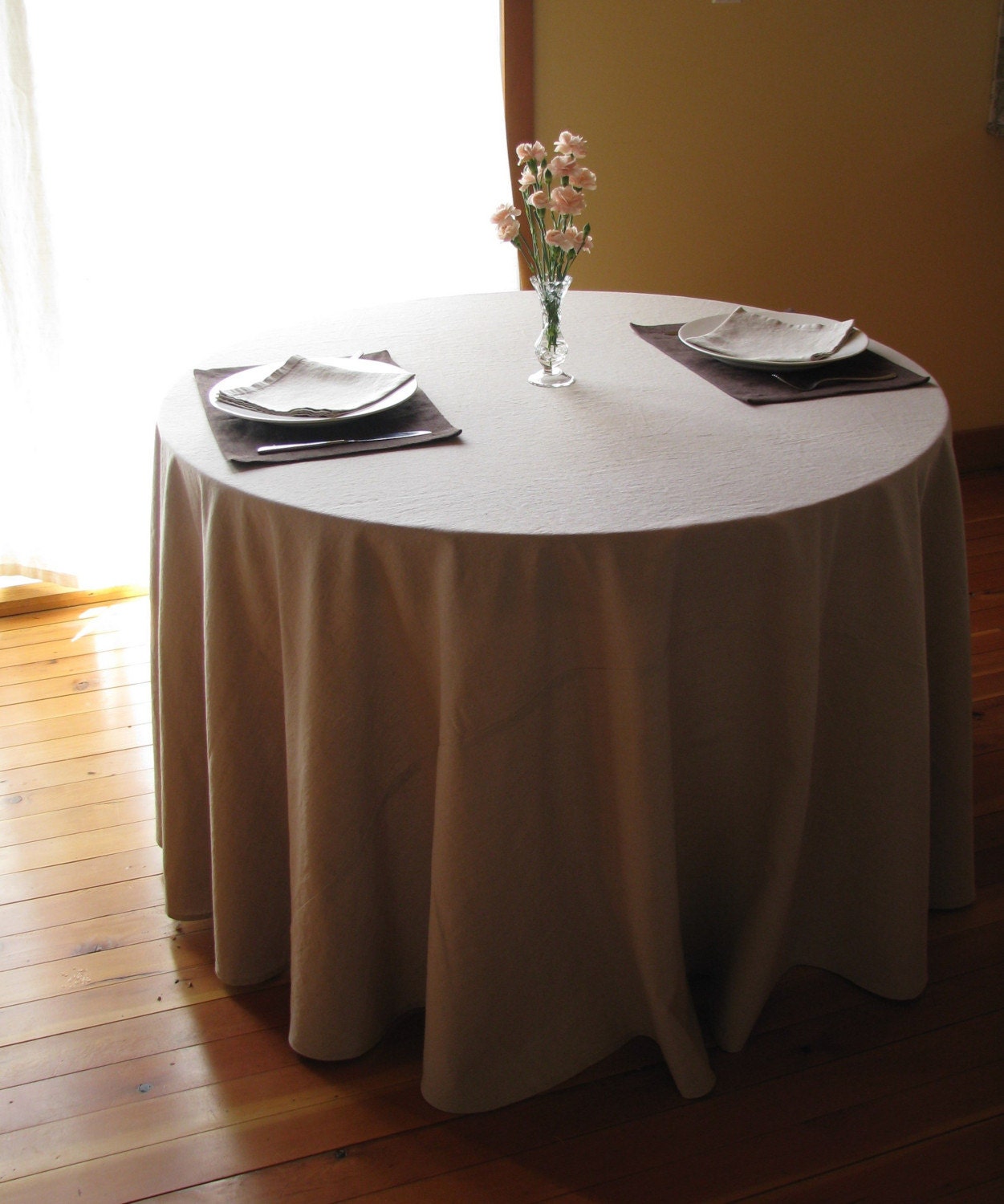 Linen Cotton Tablecloth, Table Linens, Natural, 53" x 53"