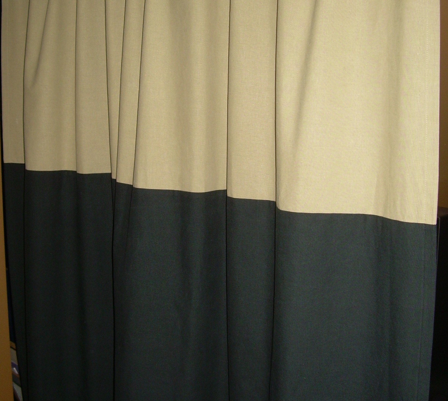 Two Tone Organic Shower Curtain, Bathroom.  Hemp Cotton Bamboo