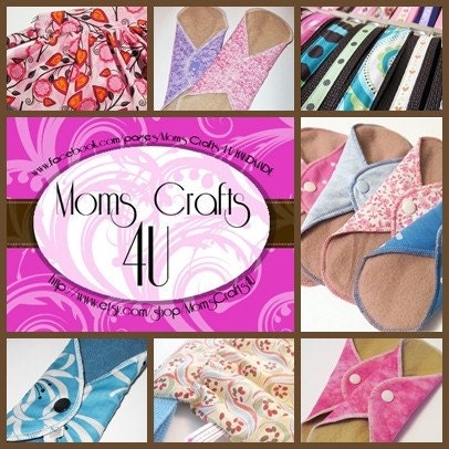 Starter Cloth Mama Pads Sampler  Set of 25 including Wet Bag ... Perfect Starter Pack .. Light to Regular Flow