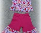 Custom Boutique Pink Lil Bird and Dots Capri Set 12 18 24 2t 3t 4t 5t 6 7 girl