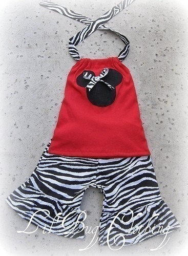 Custom Boutique Disney Animal Kingdom Zebra Red  Minnie Mouse Short 12 18 24 2T 3T 4T 5T 6