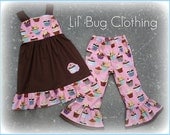 Custom Boutique Clothing Cupcake Jumper Top and Leggings 12 18 24 2t 3t 4t 5t 6