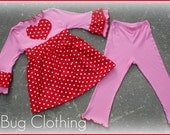 Valentines Polka Dot Pink Knit Heart Dress and Leggings  Custom Boutique Clothing Girl 12 18 24 2t 3t 4t 5t 6t 7