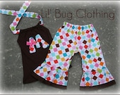 Custom Boutique Clothing Pastel Diamond Birthday Initial Personalized Halter Capri Set