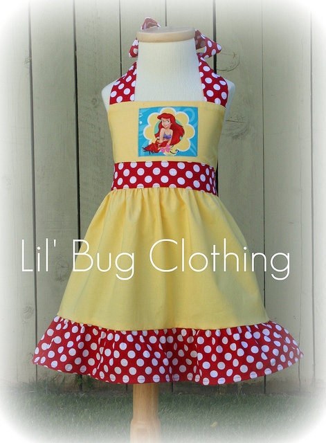 Custom Boutique Clothing Little Mermaid Ariel Summer Halter Swing Dress