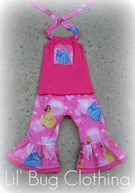 Custom Boutique Clothing Disney Princess Capri and Halter Top Girl