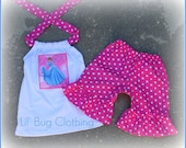 Custom Boutique Disney  Pink Dots Cinderella or (Any Princess of Your Choice) Short and Halter 12 18 24 2 3 4 5 6 7