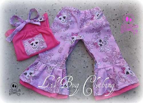 Custom Boutique pink  Retro Skulls Capri Halter Polka Dots 12 18 24 2t 3t 4t 5t 6 girl