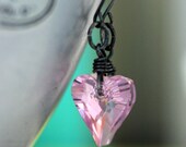 Pink Crystal Heart Earrings,  Bubblegum Candy Pink Swarovski Wild Heart Crystals and Sterling Silver - New Love
