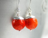 Burnt Orange Earrings, Turquoise Earrings, Dyed Turquoise Stones, Southwestern Earrings, Autumn Jewelry, Earth tone Jewelry, Sterling Silver